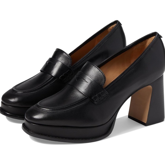 Bernardo Black Heeled Loafers - Picture 1 of 7